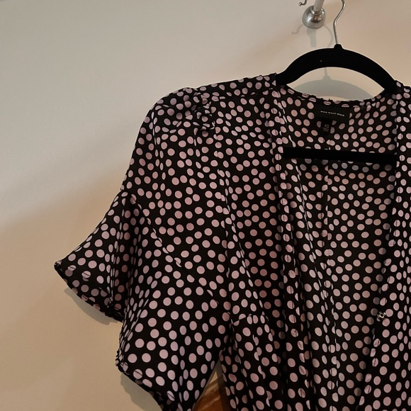 Super great fit wrap dress. New. Purple white polka dots. - Picture 2 of 4